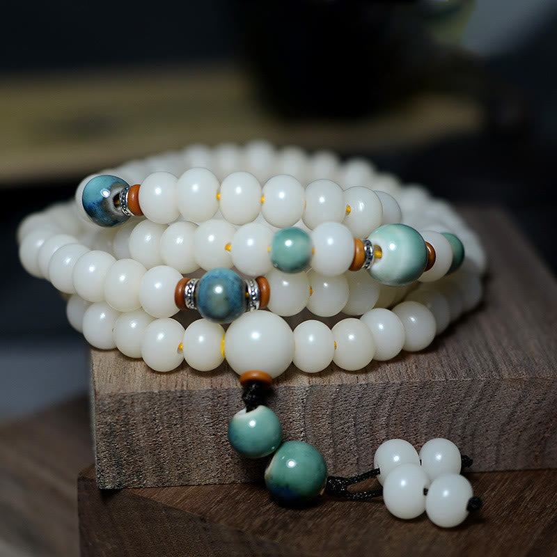 Fortune Jewel 108 Mala Beads Bodhi Seed Keep Away Evil Spirits Calm Bracelet