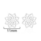 Fortune Jewel Tibetan Lotus Pattern New Beginning Stud Earrings