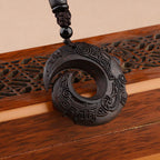 Fortune Jewel Small Leaf Red Sandalwood Ebony Wood One's Luck Improves Design Patern Protection Necklace Pendant