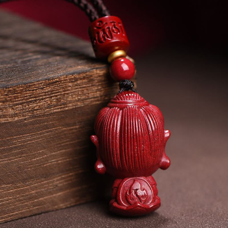 Fortune Jewel Chinese Zodiac Natal Buddha Natural Cinnabar Amulet Keep Away Evil Spirits Necklace Pendant