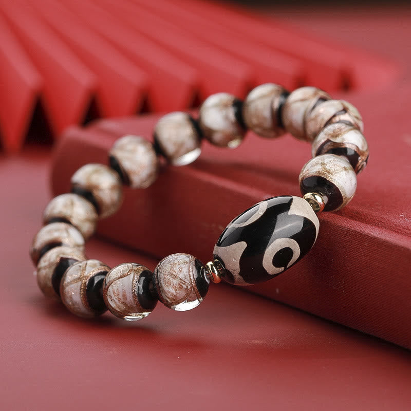 Fortune Jewel Tibetan Nine-Eye Dzi Bead Three-eyed Dzi Bead Liuli Glass Bead Wealth Bracelet
