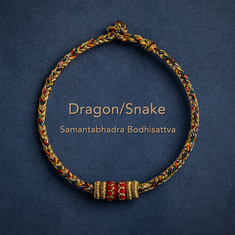 Fortune Jewel Tibet Handmade Chinese Zodiac Natal Buddha Luck Strength Braided String Bracelet