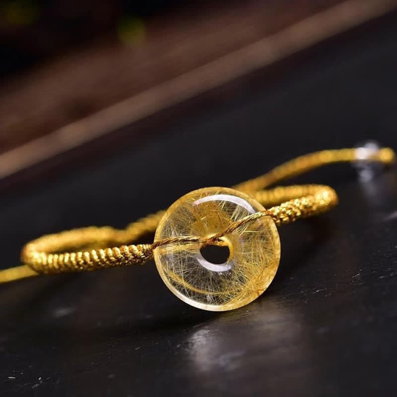 Fortune Jewel Round Citrine Peace Buckle Happiness Braided Bracelet