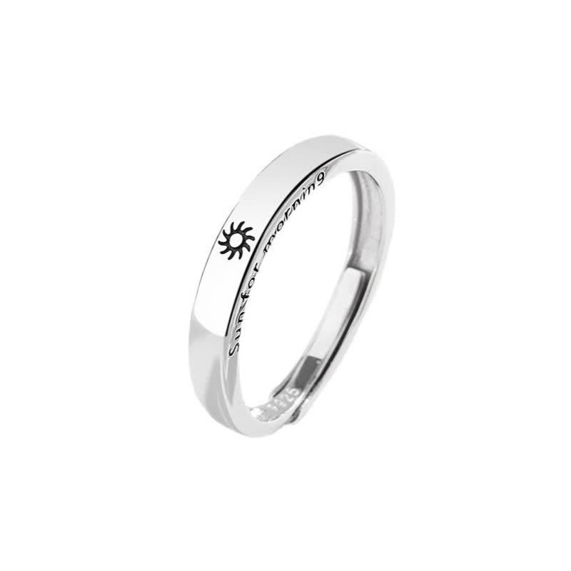 Fortune Jewel 925 Sterling Silver Sun Moon Protection Adjustable Couple Ring