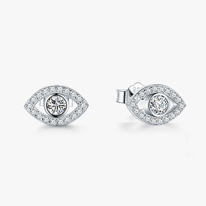 Fortune Jewel 925 Sterling Silver Evil Eye Symbol Protection Stud Earrings
