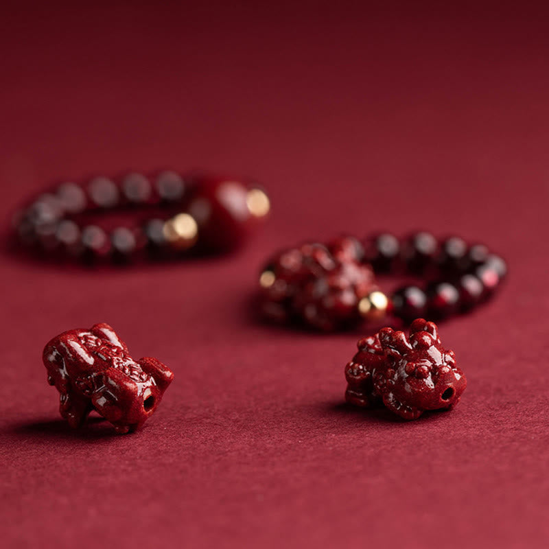 Fortune Jewel Garnet Cinnabar Lucky Bead PiXiu Om Mani Padme Hum Rose Protection Ring