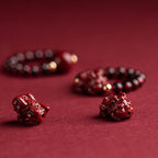 Fortune Jewel Garnet Cinnabar Lucky Bead PiXiu Om Mani Padme Hum Rose Protection Ring