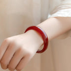 Fortune Jewel Natural Red Agate Confidence Bracelet Bangle