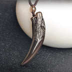 Fortune Jewel Natural Black Obsidian Ice Obsidian Rainbow Obsidian Wolf Tooth Pattern Strength Necklace Pendant