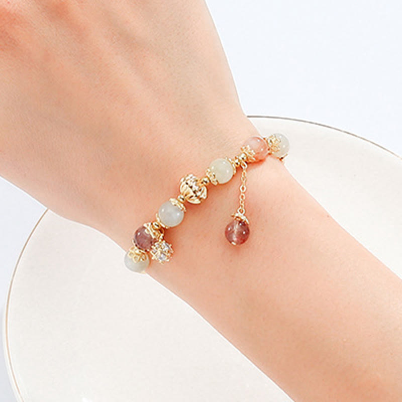 Fortune Jewel Colorful Rutilated Quartz Cat Eye Zircon Auspiciousness Bead Bracelet