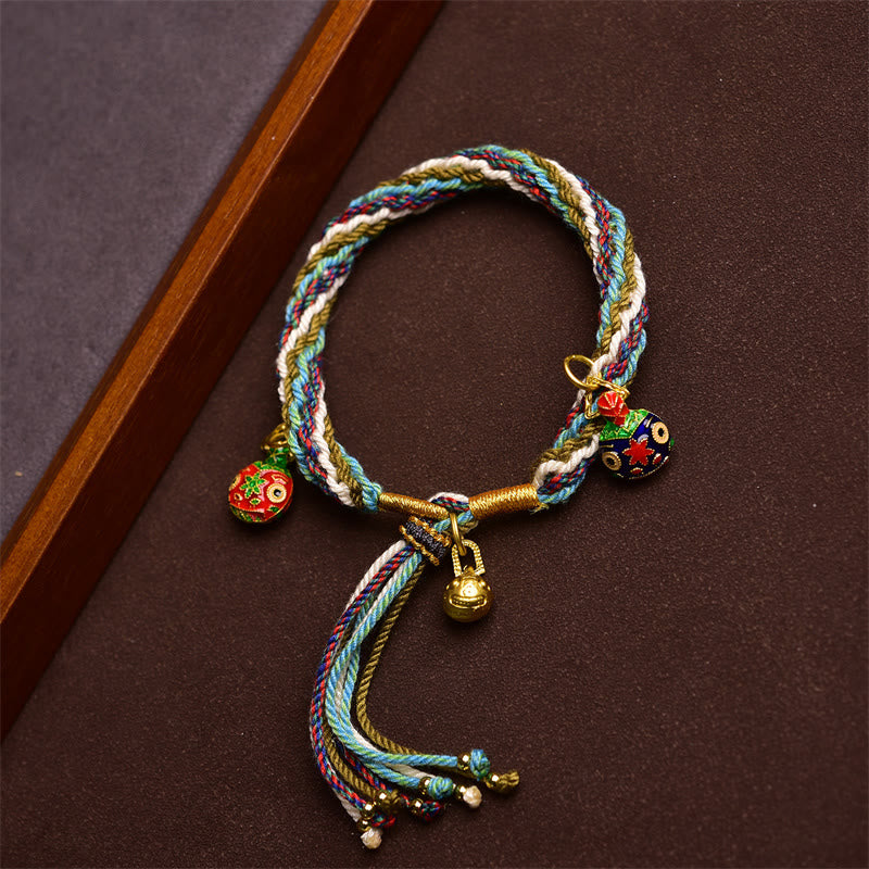 Fortune Jewel Handmade Gold Swallowing Beast Family Healing Reincarnation Knot Braid Bracelet