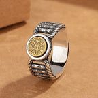 Fortune Jewel Tibetan Om Mani Padme Hum Carved Design Copper Coin Purity Rotatable Ring