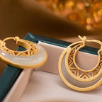 Fortune Jewel Crescent Moon Jade Prosperity Drop Earrings