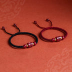 Fortune Jewel Tibet Cinnabar Om Mani Padme Hum Engraved Blessing Braided Bracelet