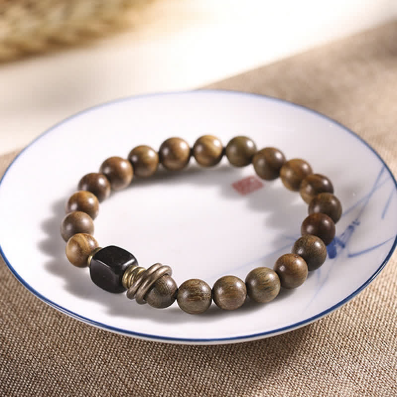 Fortune Jewel Tibetan Green Sandalwood Crystal Soothing Peace Bracelet