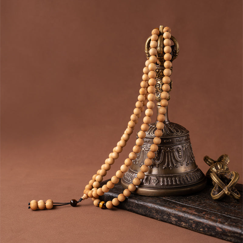 Buddha3bodhi 8mm Cliff Cypress 108 Bead Mala With Yellow Tiger Eye Prayer Beads