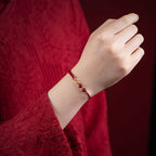 Fortune Jewel Cinnabar Blessing Red String Golden Infinity Symbol Bracelet Anklet