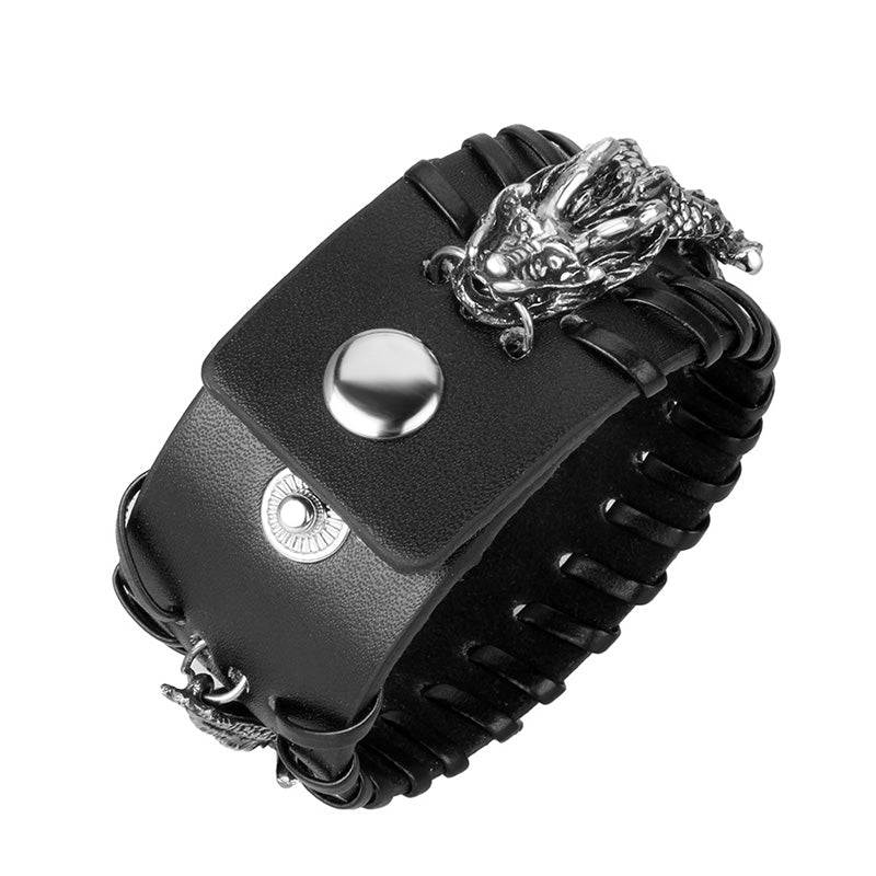 Fortune Jewel Dragon Leather Protection Weave Bracelet Fortune Jewel