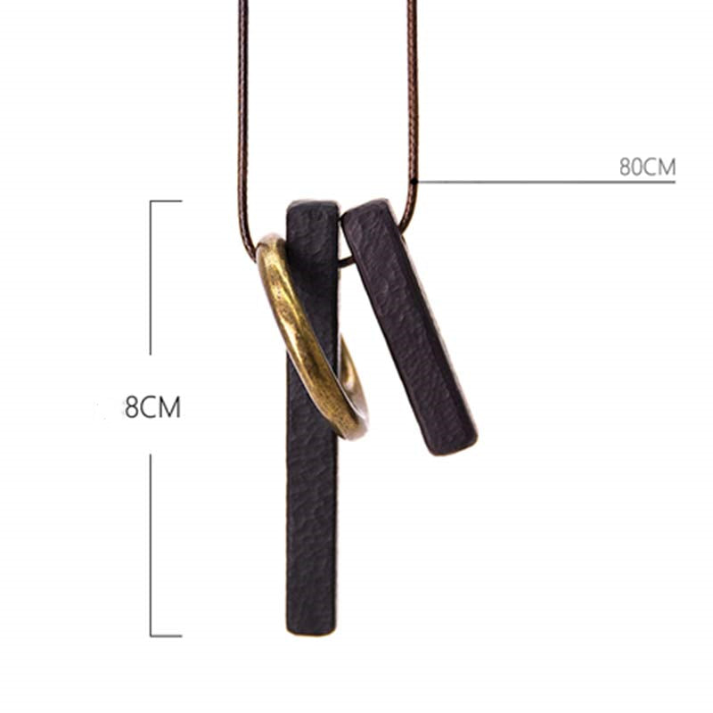 Fortune Jewel Zen Circle Ebony Wood Enlightenment Necklace Pendant Fortune Jewel