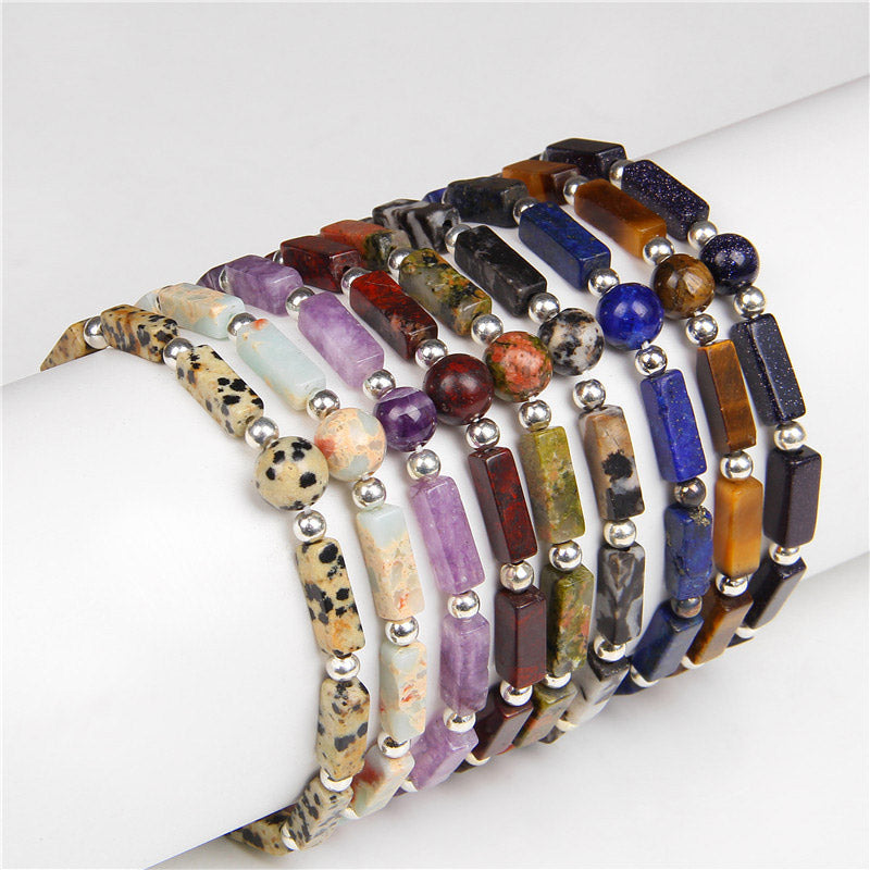 Fortune Jewel Natural Crystal Amethyst Tiger Eye Spiritual Balance Bracelet