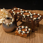 Fortune Jewel Tibetan Zakiram Goddess of Wealth Charm Liuli Glass Incense Ash Porcelain Bead Protection Bracelet