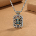 Fortune Jewel Nine-Eye Dzi Bead Design Copper Healing Rotatable Necklace Pendant
