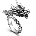 Fortune Jewel 990 Sterling Silver Vintage Dragon Design Luck Protection Strength Adjustable Ring