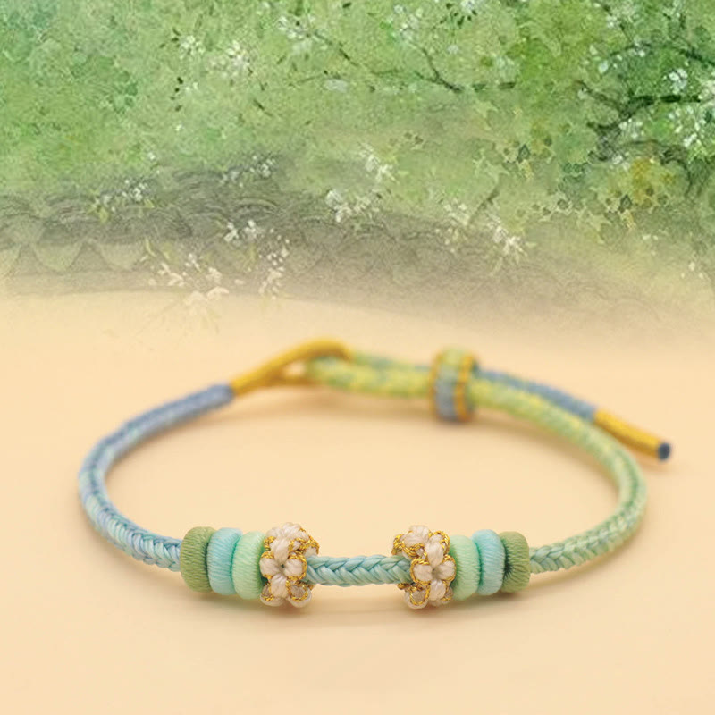 Fortune Jewel Handmade Eight Thread Peace Knot Peach Blossom Knot Luck Rope Braided Bracelet
