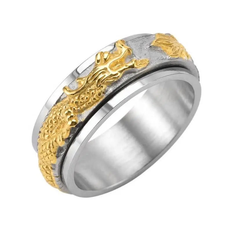 Fortune Jewel Dragon Titanium Steel Stimulation Rotatable Ring Fortune Jewel
