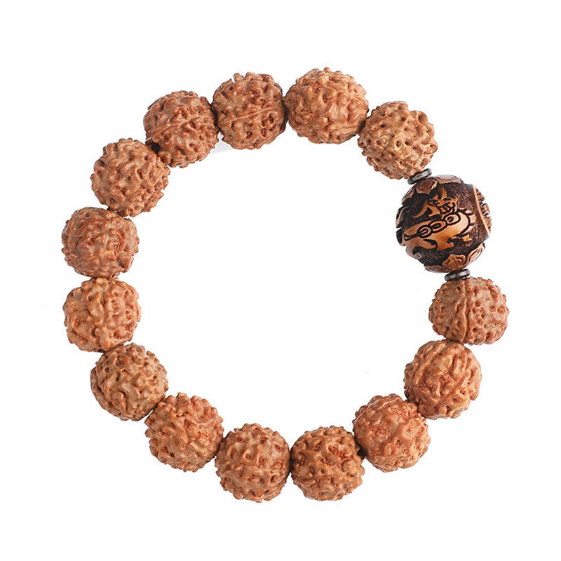 Fortune Jewel Tibet Rudraksha Bodhi Seed PiXiu Copper Coin Wealth Luck Bracelet