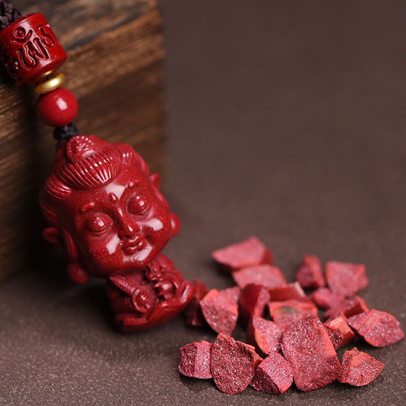 Fortune Jewel Chinese Zodiac Natal Buddha Natural Cinnabar Amulet Keep Away Evil Spirits Necklace Pendant