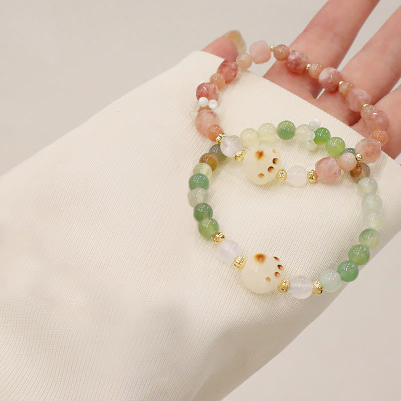 Fortune Jewel Green Agate Sun Stone Cat's Eye Bodhi Seed Cat Paw Support Bracelet
