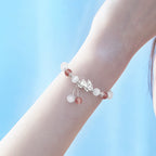 Fortune Jewel Natural Cat's Eye Moonstone Strawberry Quartz PiXiu Support Bracelet