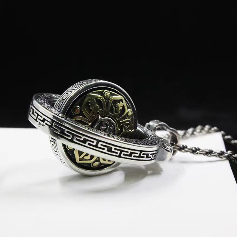 Fortune Jewel Tibetan Om Mani Padme Hum Double Dorje Vajra Rotatable Purity Peace Necklace Pendant