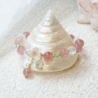 Fortune Jewel Strawberry Quartz Rutilated Quartz Fluorite Flower Healing Bracelet