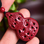 Fortune Jewel Laughing Buddha Yin Yang Chinese Zodiac Gourd Natural Cinnabar Blessing Necklace Pendant