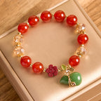Fortune Jewel Natural Red Agate Green Agate Gourd Cinnabar Flower Beads Confidence Bracelet