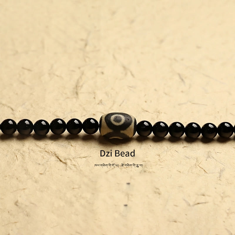 Fortune Jewel Tibetan 108 Mala Beads Black Onyx Three-eyed Dzi Beads Protection Bracelet