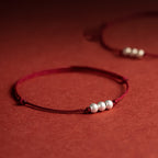 Fortune Jewel 925 Sterling Silver Three Beads Protection String Bracelet Anklet