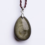 Fortune Jewel Gold Sheen Obsidian Black Obsidian Rainbow Obsidian Wealth Water Drop Necklace Pendant