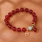 Fortune Jewel Natural Red Agate Jade Confidence Fortune Blessing Charm Bracelet