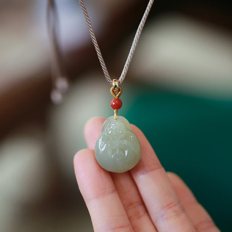 Fortune Jewel Laughing Buddha Hetian Jade Wealth Prosperity String Necklace Pendant Fortune Jewel