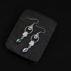 Fortune Jewel 925 Sterling Silver Vintage Turquoise Waterdrop Pattern Balance Drop Dangle Earrings