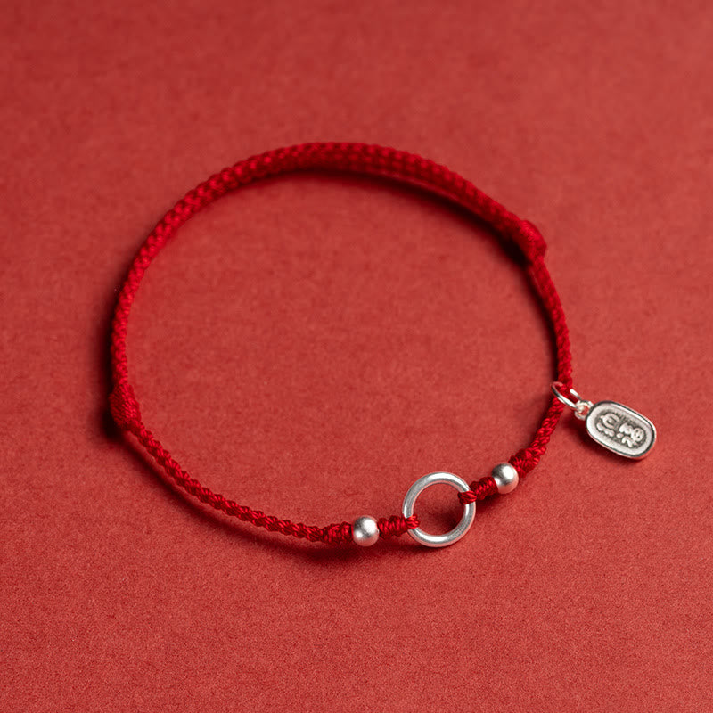 Fortune Jewel 925 Sterling Silver Lucky Fortune Peace Joy Lotus Peace Buckle Red String Bracelet