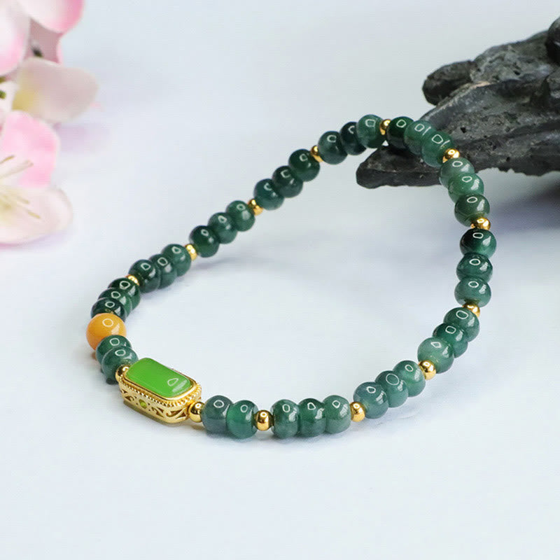 Fortune Jewel Natural Green Jade Topaz Luck Bracelet