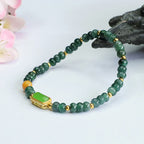 Fortune Jewel Natural Green Jade Topaz Luck Bracelet