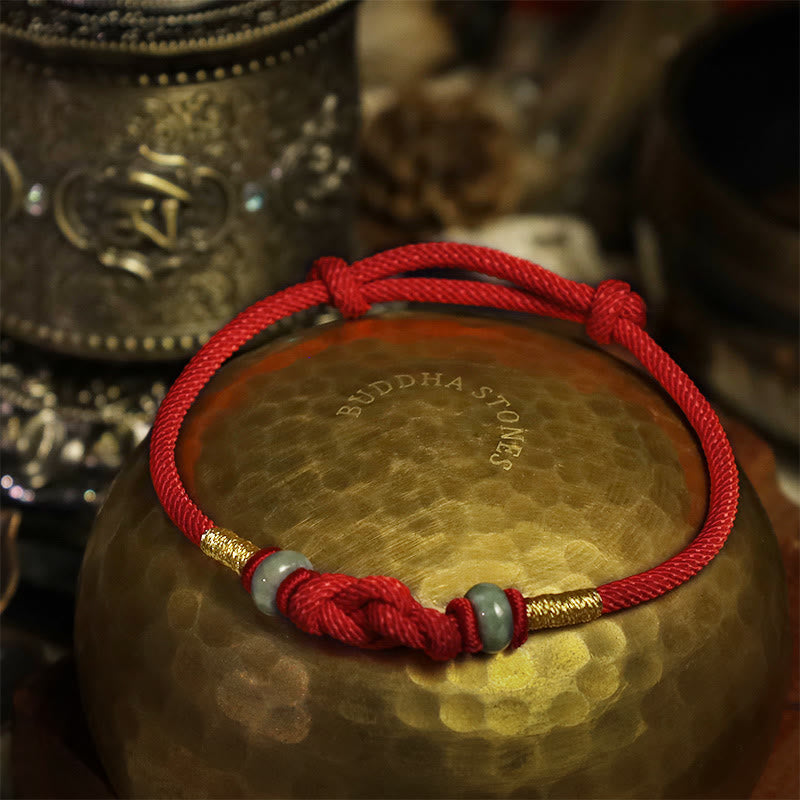 Fortune Jewel Red String Jade Luck Fortune Knot Braided Couple Bracelet