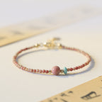 Fortune Jewel 14K Gold Plated Natural Rhodonite Loving Energy Chain Bracelet