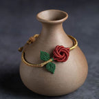 Fortune Jewel Rose Flower Rope Eight Thread Peace Knot Luck Handmade Bracelet