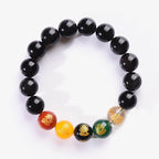 Fortune Jewel Gold Sheen Obsidian Rainbow Obsidian Black Obsidian Five Directions Gods of Wealth Bracelet